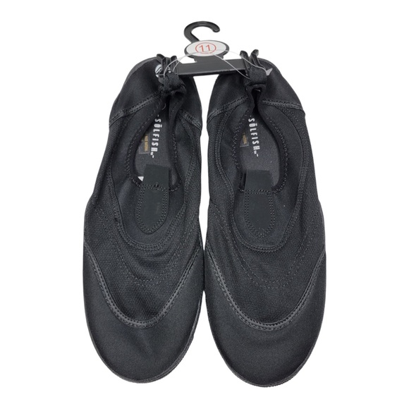 Solfish Men's Slip-On Aqua Watershoes Size 11, Solid Black Slip Resistant - Picture 4 of 6
